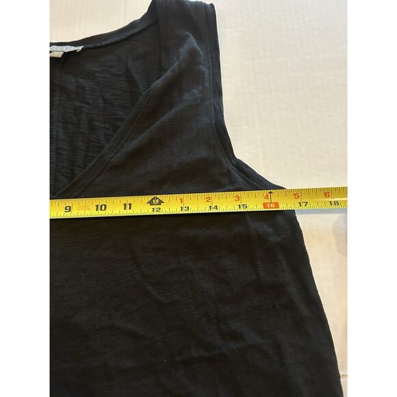 Lilla P Sz Medium Black Tank Dress Cotton Asymmetrical Maxi Side Slit Laganlook - Picture 10 of 12